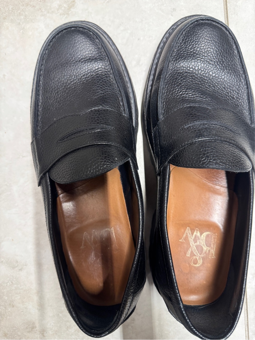 Black Leather Penny Loafers - Blackstone & Weber
